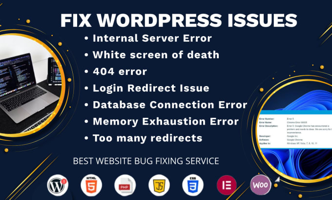 Gig Preview - Fix any wordpress bug wordpress error fix wordpress website issues fast