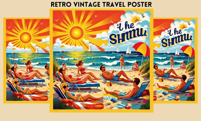 Gig Preview - Draw vintage illustration poster design, art deco, retro, vintage travel poster