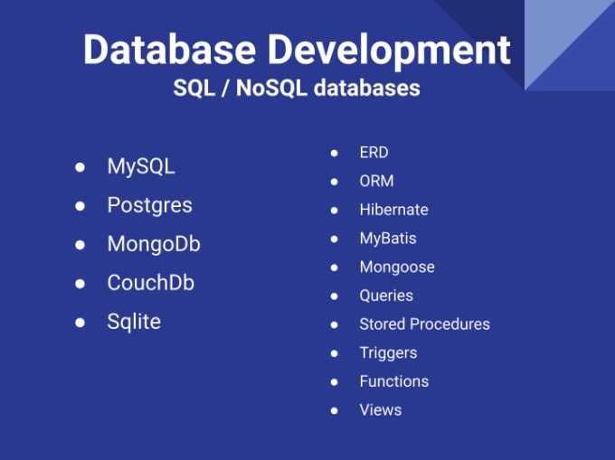 Gig Preview - Design, develop, query database with sql or nosql systems