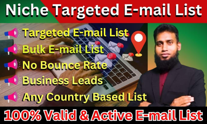 Gig Preview - Do niche targeted valid email list, bulk email list, b2b for email marketing