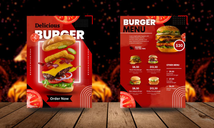 Bestseller - do food menu, burger, pizza poster, flayer in 24 hours