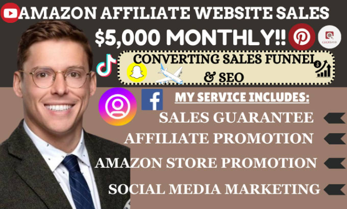 Gig Preview - Build amazon website sales affiliate marketing sales funnel for passive income