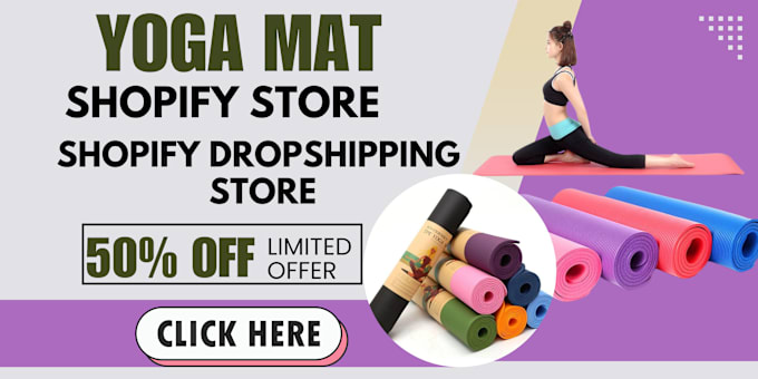 Gig Preview - Design profitable yoga mat shopify website sticky mat dumbbell gym shopify store