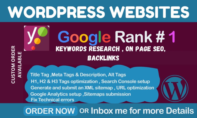 Gig Preview - Optimize website for google rank with onpage seo, keywords research and backlink