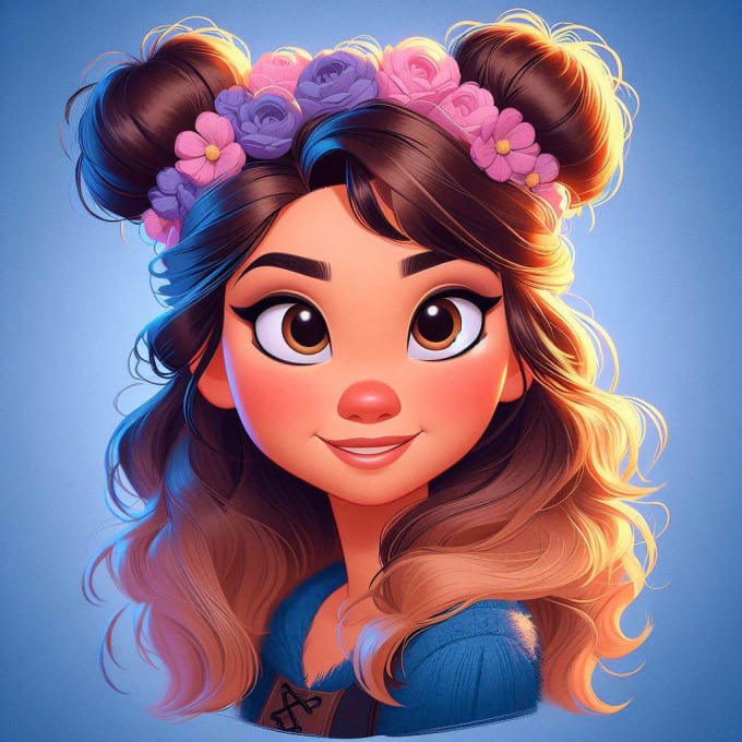 Gig Preview - Do a portrait in semi realism disney cartoon style