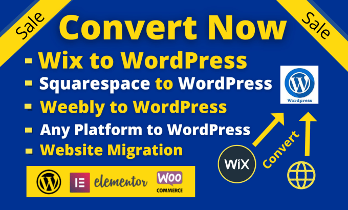 Gig Preview - Convert any platform, webflow squarespace wix to wordpress website