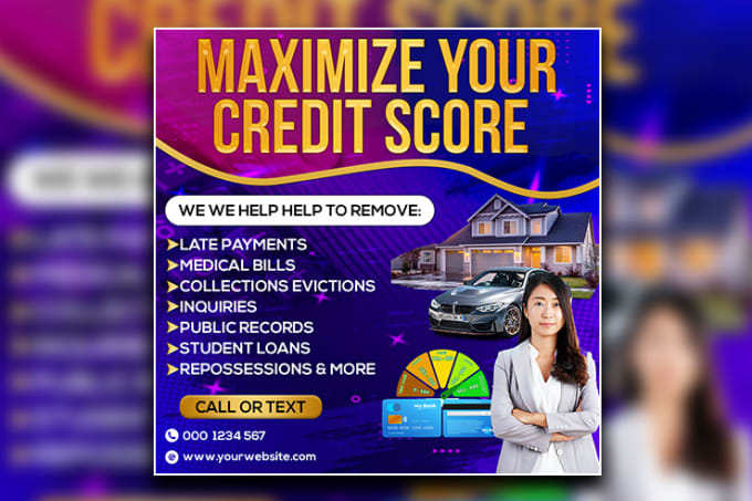 Gig Preview - Design unique credit repair flyer, tax flyer , instagram and real estate flyer