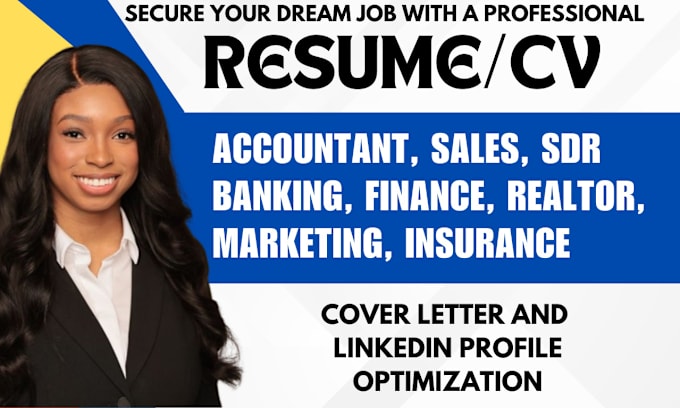 Gig Preview - Write sales accounting ats resume writing, banking finance marketing real estate