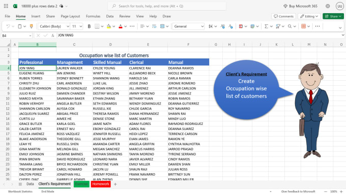 Gig Preview - Data organisation in excel