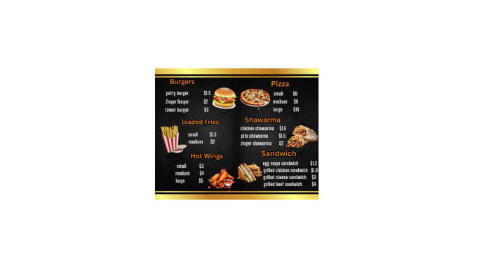 Gig Preview - Design modern digital menu screen, restaurant menu design