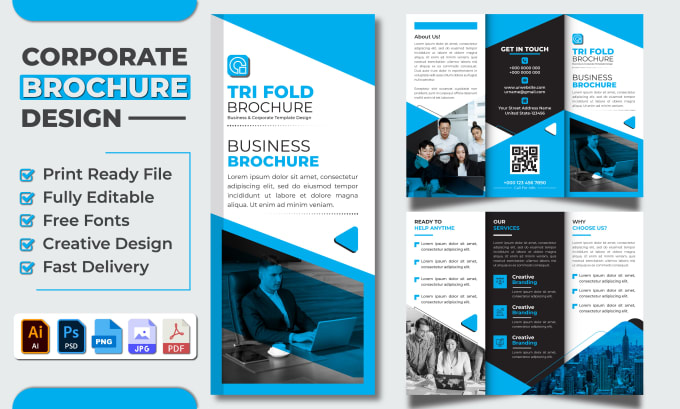 Gig Preview - Do corporate trifold brochure and food menu design