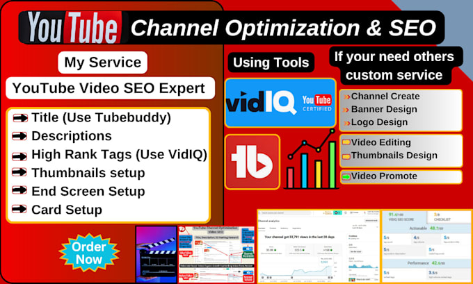 Gig Preview - Do your best youtube video SEO expert,channel  growth manager