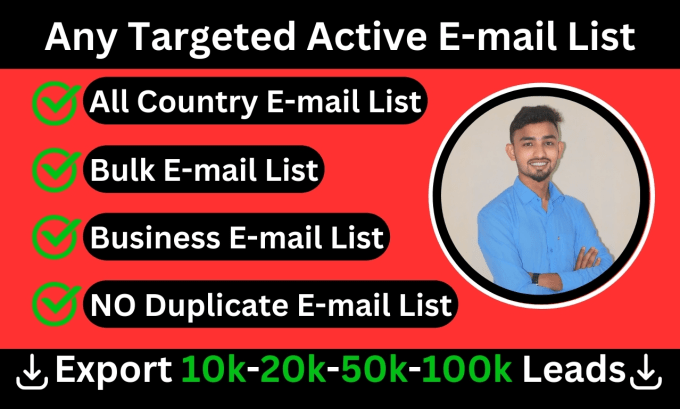 Gig Preview - Do niche targeted email list, bulk email list, b2b lead for email marketing