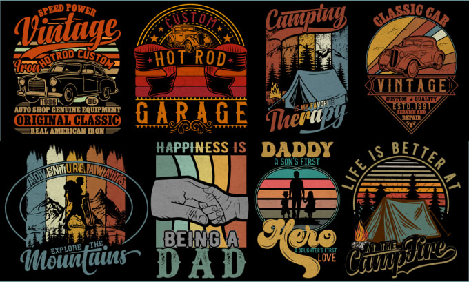 Gig Preview - Create retro vintage and vintage graphic t shirt design for you