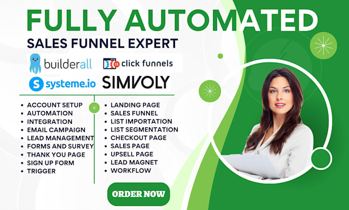 Gig Preview - Build systeme io clickfunnels thrivecart simvoly convertri sales funnel page