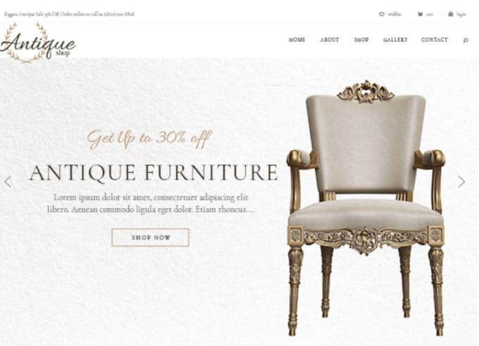 Gig Preview - Do antique store website design