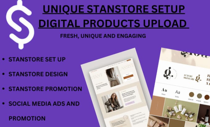 Gig Preview - Setup stan store digital products, stan store design, stan store marketing setup