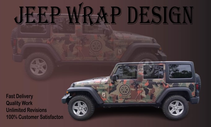 Gig Preview - Do 4x4 jeep ,pick up truck ,ford ,car ,van ,boat ,box trailer wrap design