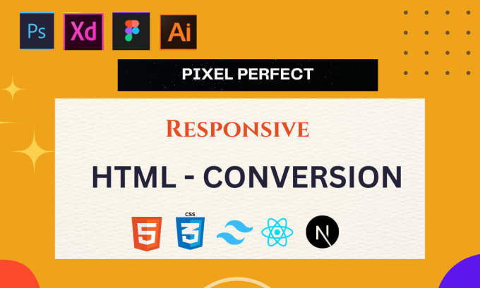 Gig Preview - Convert psd to html , figma to HTML or react responsive conversion