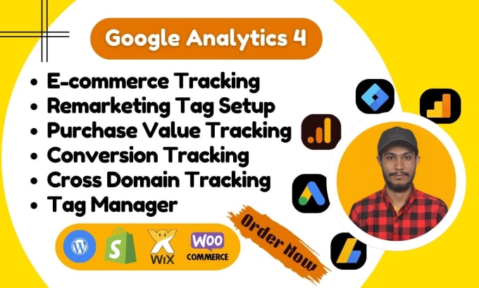 Gig Preview - Setup ga4 ecommerce tracking, google analytics 4, conversion tracking to GTM