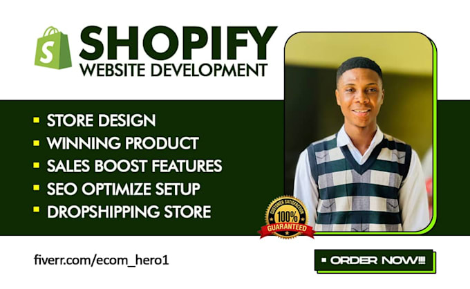 Gig Preview - Build full shopify website development or shopify dropshipping or shopify store