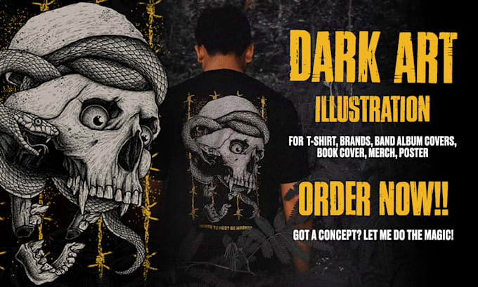 Bestseller - do tshirt design for band or brand with dark art style