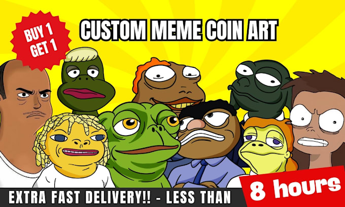 Gig Preview - Design custom viral meme coin art character for your website and social media