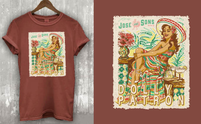 Gig Preview - Design illustration vintage retro t shirt logo in 24 h