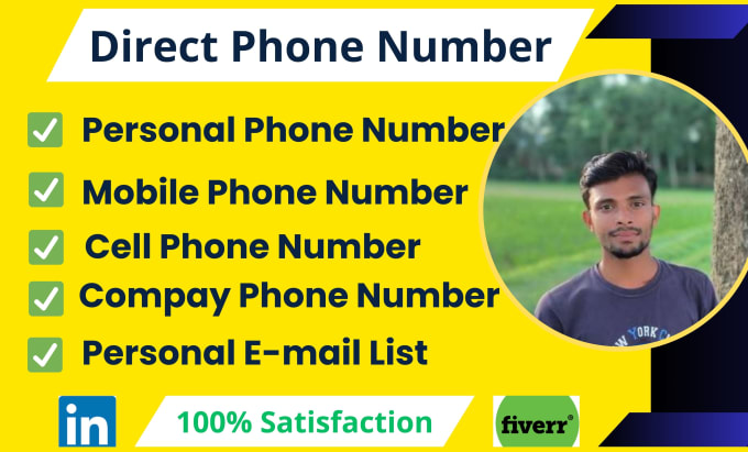 Gig Preview - Find direct phone number, mobile phone number and b2b leads