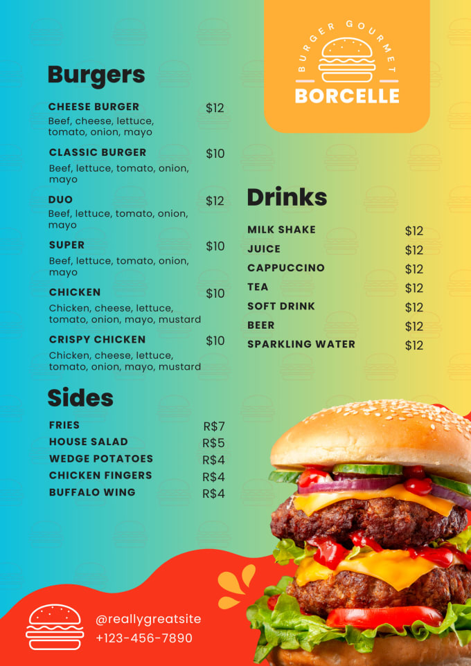 Gig Preview - Design custom bar menu, flyers, posters and restaurant menu