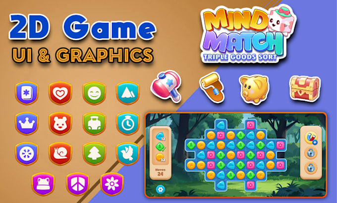 Gig Preview - Design complete 2d game UI UX graphics for your mobile, PC