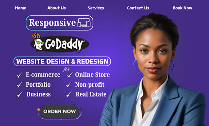 Gig Preview - Do godaddy website design godaddy website redesign godaddy