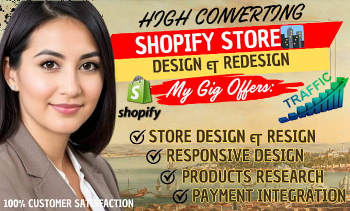 Gig Preview - Build shopify website design,shopify dropshiping store, shopify store redesign