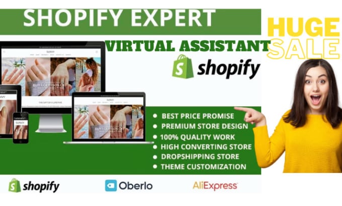 Gig Preview - Shopify virtual assistant shopify store manager shopify marketing expert