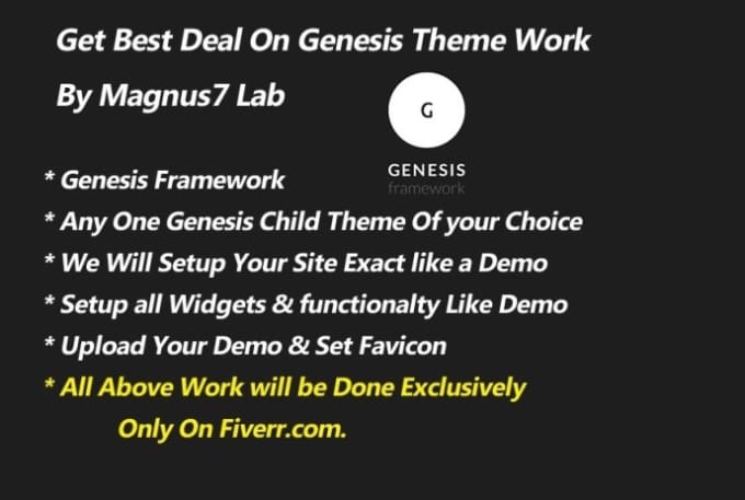 Gig Preview - Install,setup any genesis child theme with demo