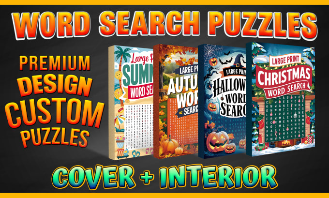 Gig Preview - Create custom word search puzzle book interiors with covers for amazon KDP