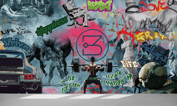 Gig Preview - Create wallpaper art offices, gym, mural, restaurant, doodle