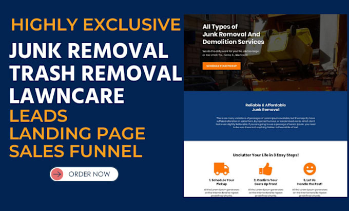 Gig Preview - Junk removal leads trash removal sales funnel junk removal lawncare website