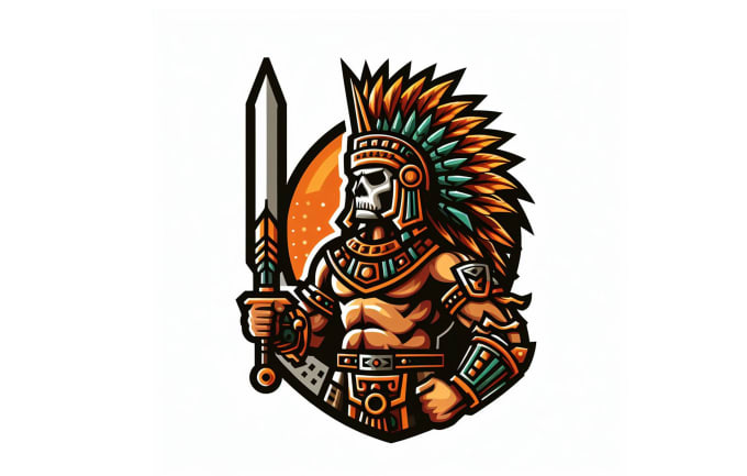 Gig Preview - Design eye catchy aztec warrior mascot logo with satisfaction guaranteed