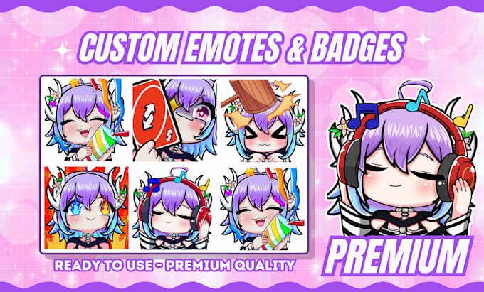 Gig Preview - Draw twitch emotes chibi or sub badges or overlay for discord and twitch