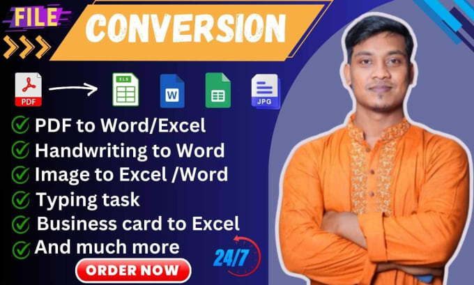 Gig Preview - Convert PDF to excel, scan pages to excel or word, sheet