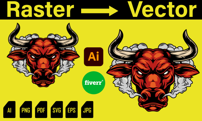 Gig Preview - Convert raster logo or image to high resolution vector file ai, png, eps