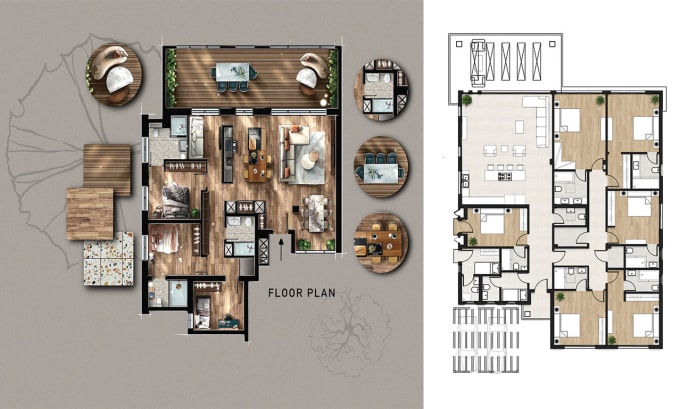 Gig Preview - Render your section and floor plan with details in photoshop