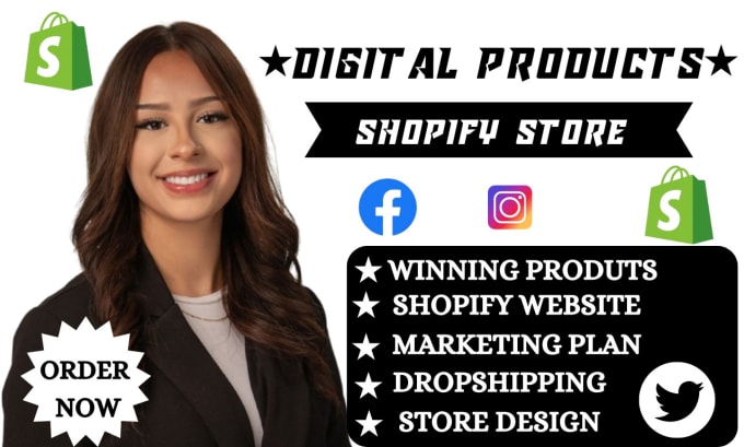 Gig Preview - Create shopify digital product store, print on demand store, or redesign shopify