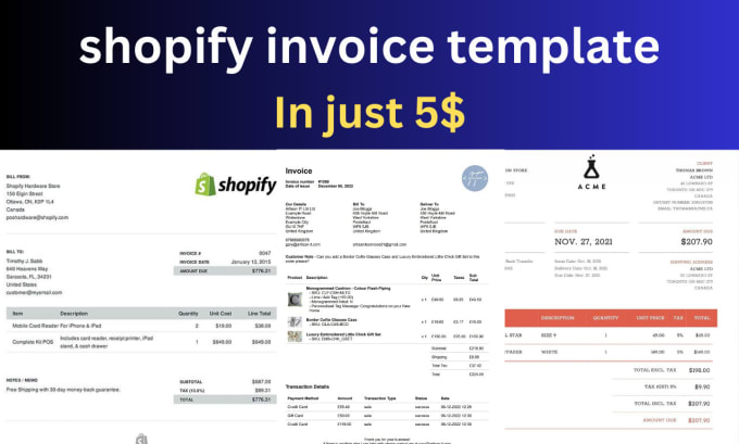 Bestseller - create custom shopify invoice and packing slip template