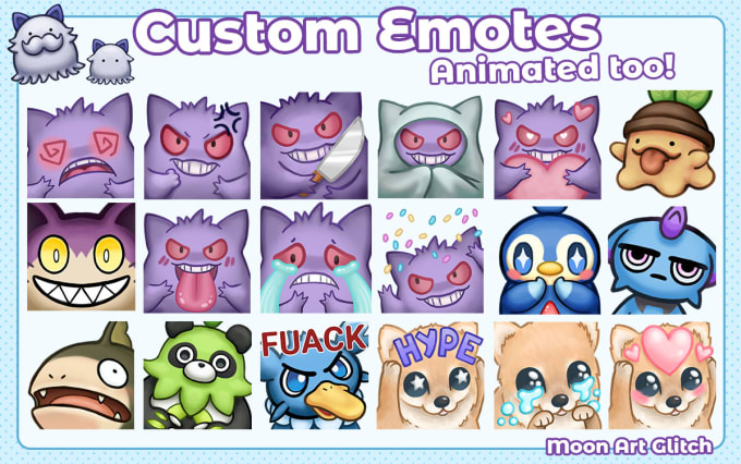 Gig Preview - Create custom twitch, kawaii or cute, emotes for you