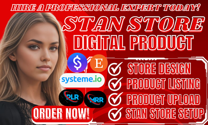 Gig Preview - Set up a stan store for digital products, stan store marketing, clickfunnels