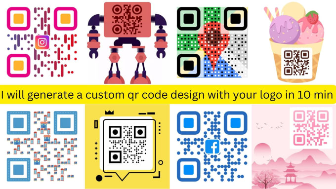 Gig Preview - Generate a custom qr code design with your logo in 10 min