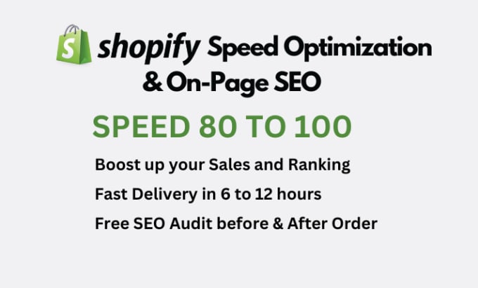 Gig Preview - Do shopify speed optimization and complete on page seo