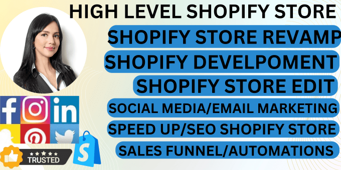 Gig Preview - Develop,improve shopify store speed optimisation products review easy ads seo